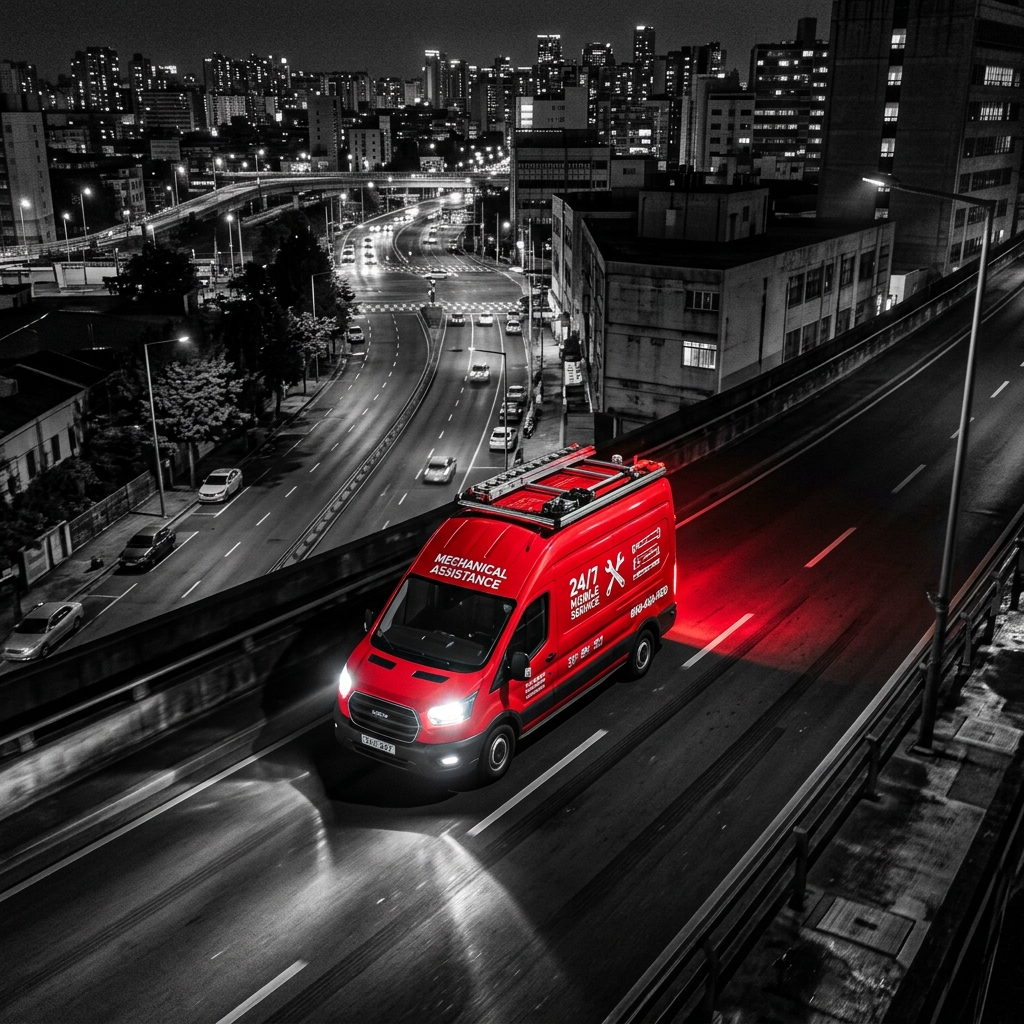 Serwis Mobilny Wrocław nocą - ujęcie z drona